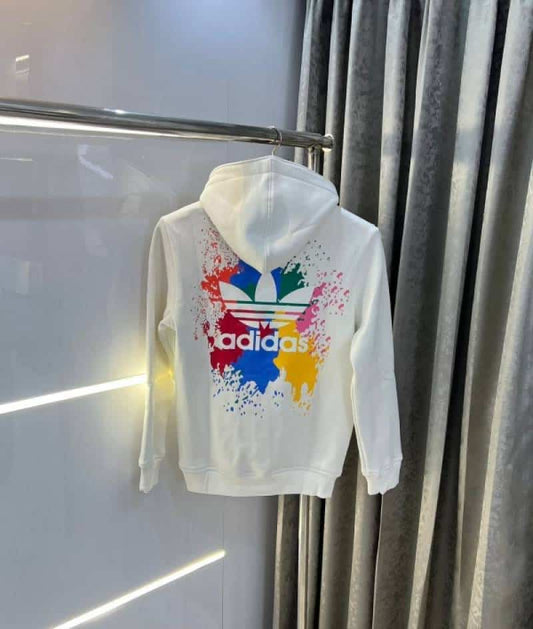 Adida s White Back Print Imported Premium Hoodie