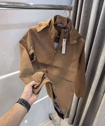 Essential Brown Embroidery Logo Imported WindCheater