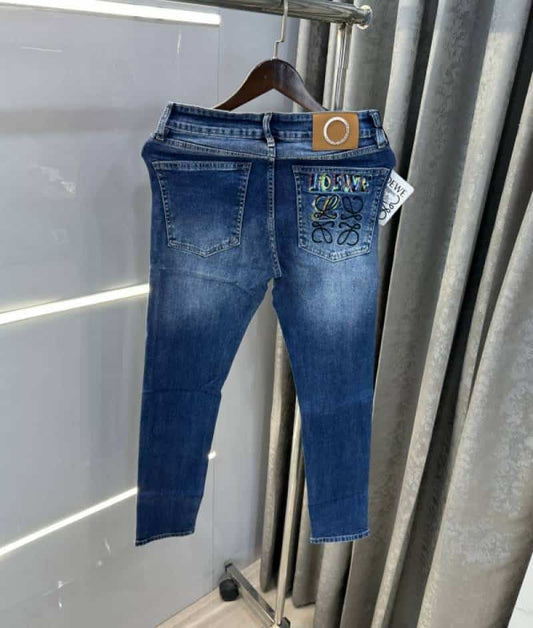 LoeWe Blue Embroidery Logo Imported Denim