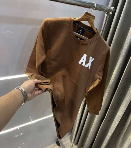 Armani Exchange Brown Logo Print Premium Classic Sweatshirt