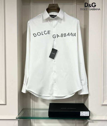 Dolce &Gabbana White Reflective Logo Shirt With Premium Box Packing