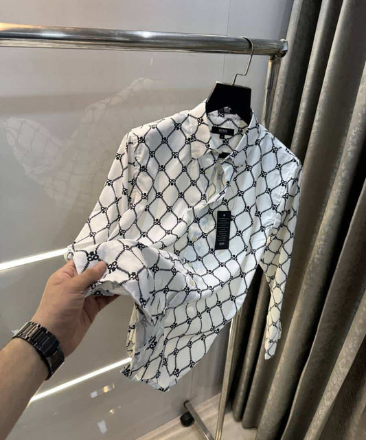 Hugo  Boss White Monogr...4M Logo Premium Shirt