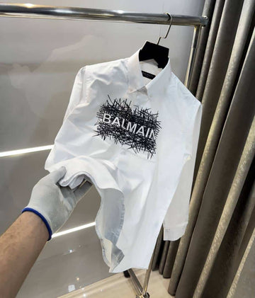 Balmai n Paris White Logo print Premium Shirt