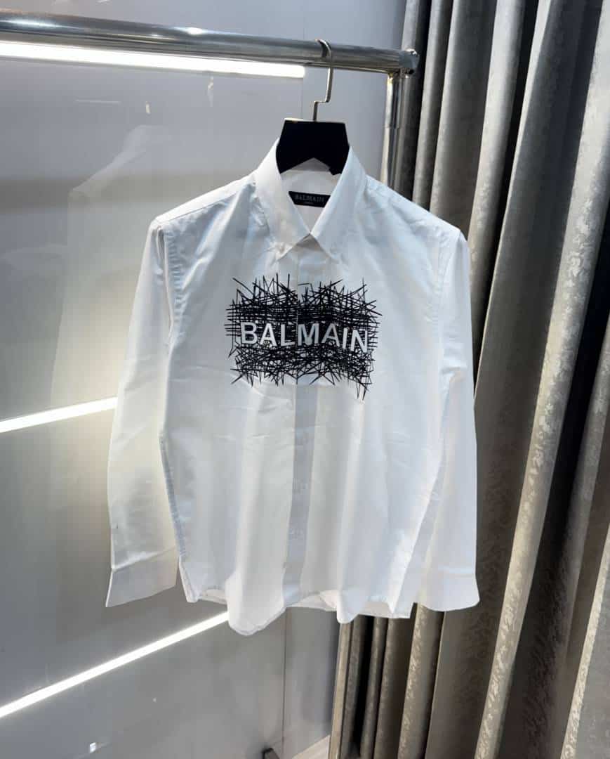Balmai n Paris White Logo print Premium Shirt