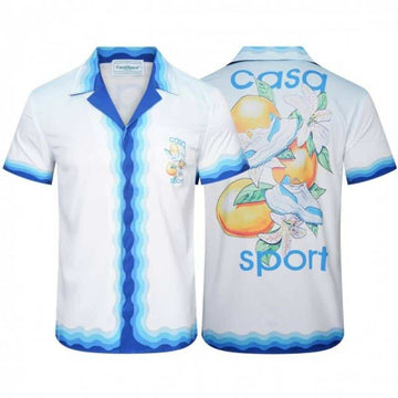 Casablanc a White Printed Imported Half Shirt