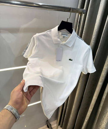 Lacost e White Shoulder Logo Premium Polo T-Shirt