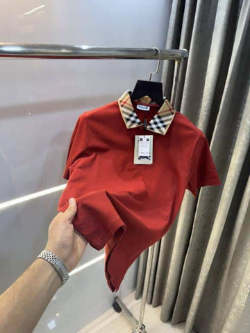 Burberr y Rust Collar Look Premium Polo T-Shirt