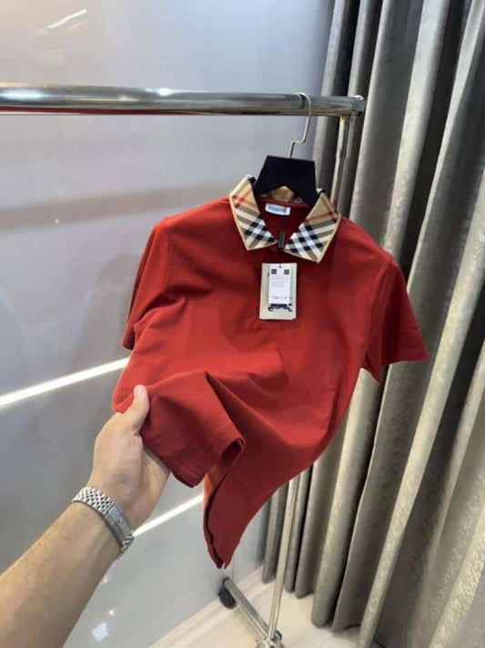 Burberr y Rust Collar Look Premium Polo T-Shirt