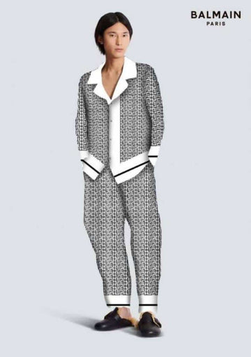 Balmai n Paris White 2 MonogrAm Imported Tracksuit With Brand BoX