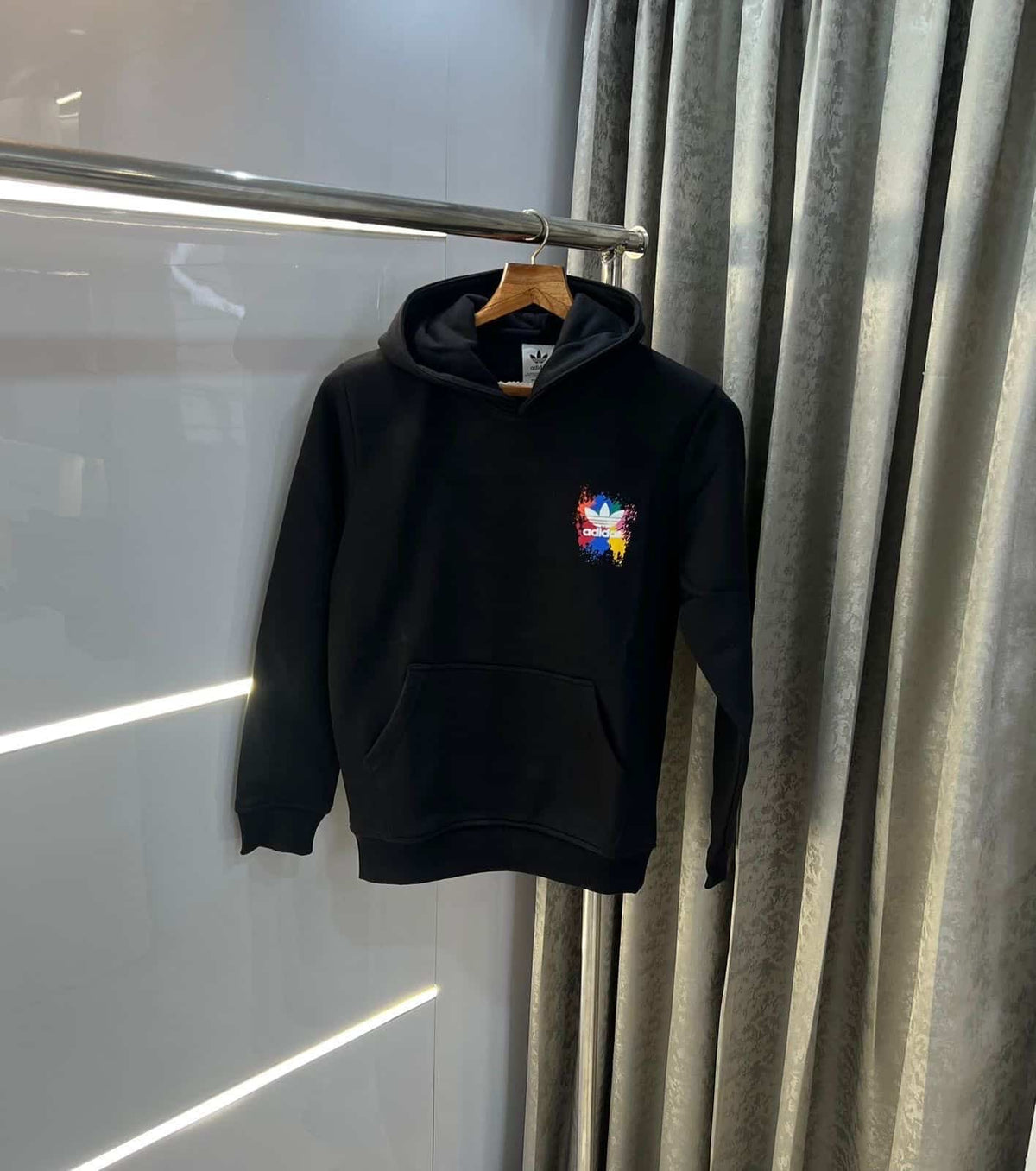 Adida s Black Back Print Imported Premium Hoodie