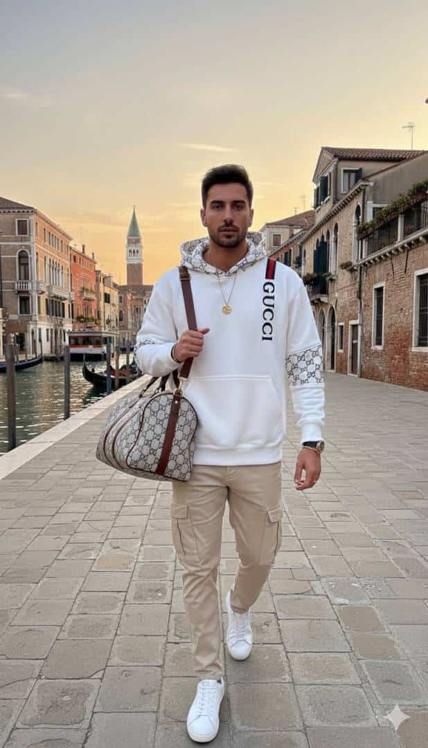 GUCC_I WHITE PREMIUM HOODIES AVAILABLE IN ULTRA PREMIUM QUALITY WITH MONOGRAM ON SLEEVES