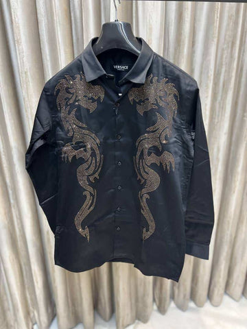 VERSACE BLACK DESIGNER SHIRT WITH STONE WORK AVAILABLE IN ULTRA PREMIUM QUALITY
