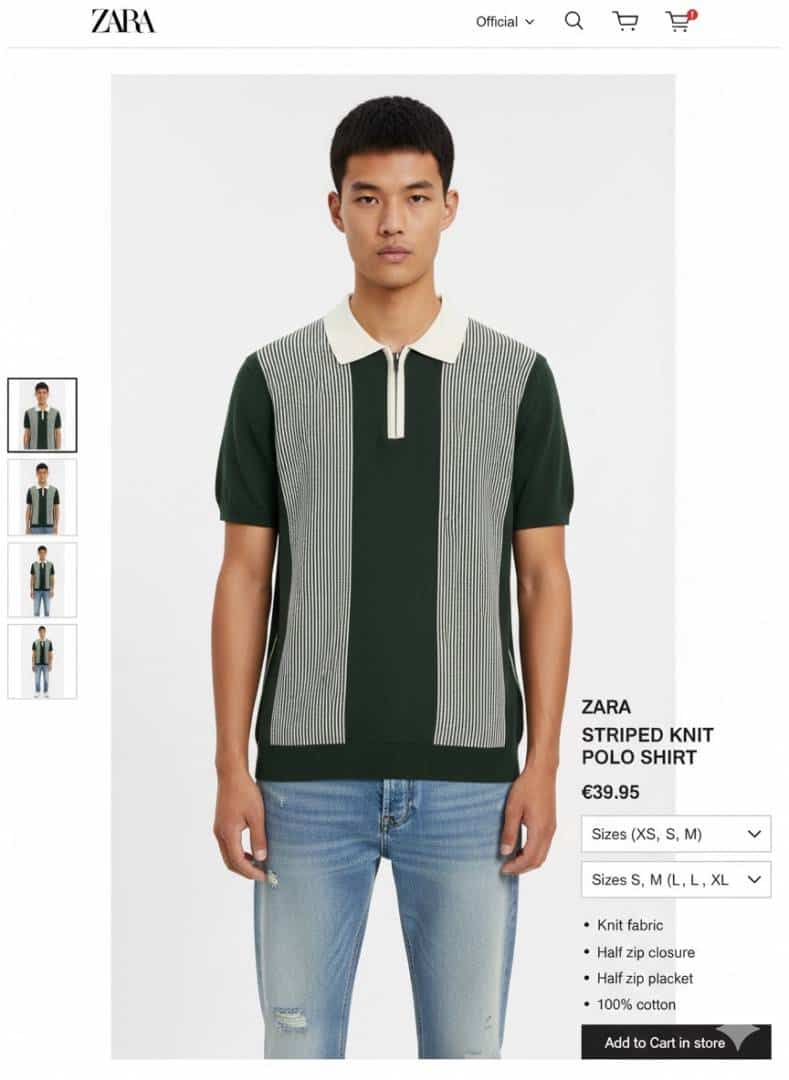 ZAR_A KNITTED BOTTLE GREEN POLO ZIPPER WITH STRIPES PRINT TSHIRT.