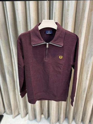 FREDPERRY MAROON FULL SLEEVES ZIPPER TSHIRTS AVAILABLE IN ULTRA PREMIUM QUALITY