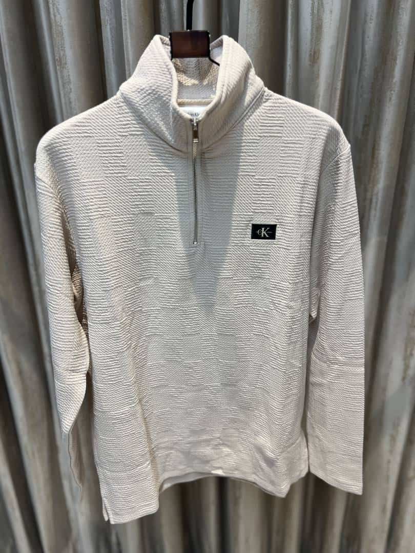 CALVIN KLEI_N BEIGE HALF ZIPPER SWEATSHIRT AVAILABLE IN ULTRA PREMIUM QUALITY