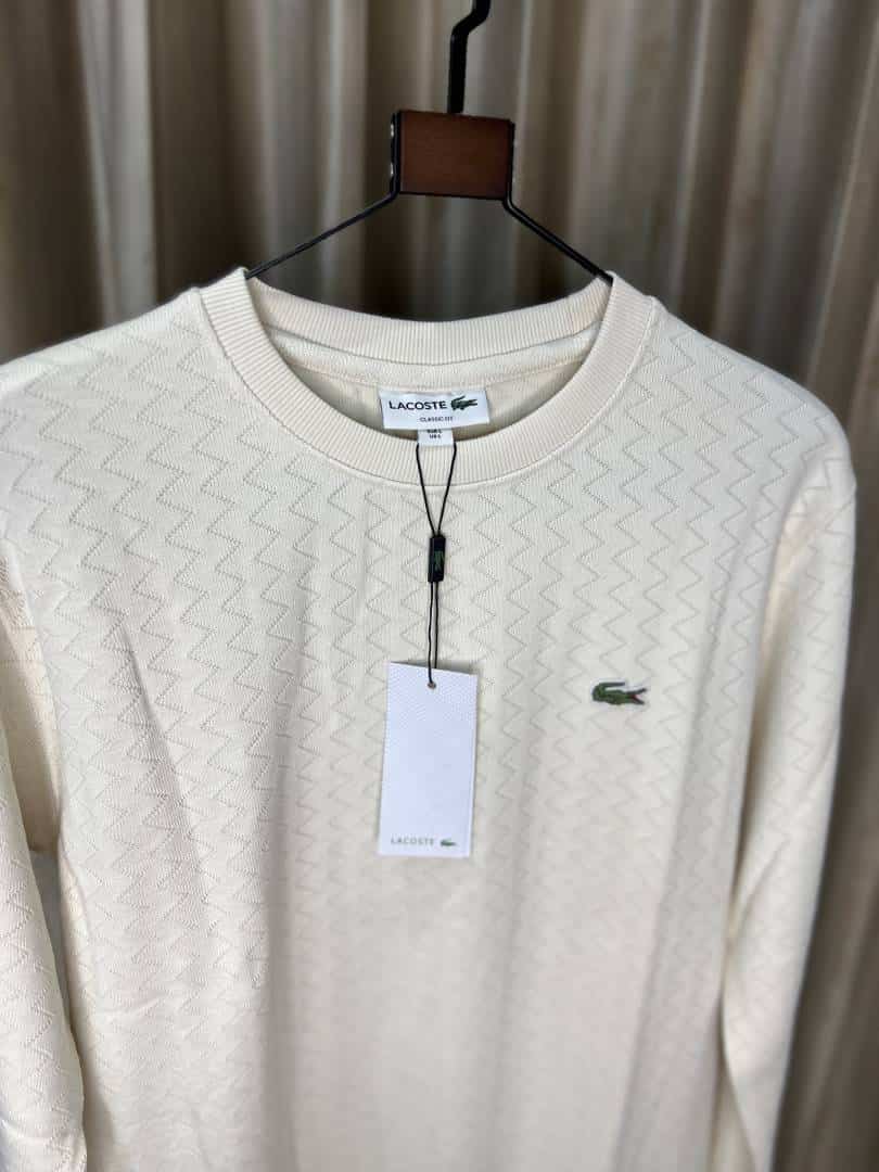 LACOST_E WHITE ULTRA PREMIUM SWEATSHIRT AVAILABLE WITH BRAND EMBROIDERY