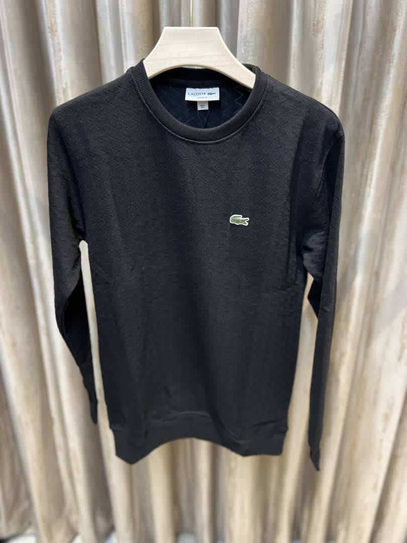 LACOST_E BLACK ULTRA PREMIUM SWEATSHIRT AVAILABLE WITH BRAND EMBROIDERY