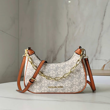 Michael Kors Cora Mini Zip Pouchette Beige Brown With OG Box & Dust Cover 100822