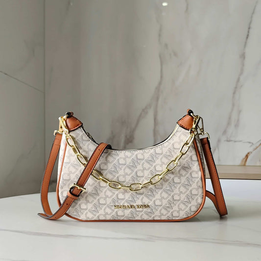 Michael Kors Cora Mini Zip Pouchette Beige Brown With OG Box & Dust Cover 100822