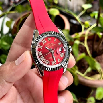 ROLEX DATEJUST RED STRAP AUTOMATIC