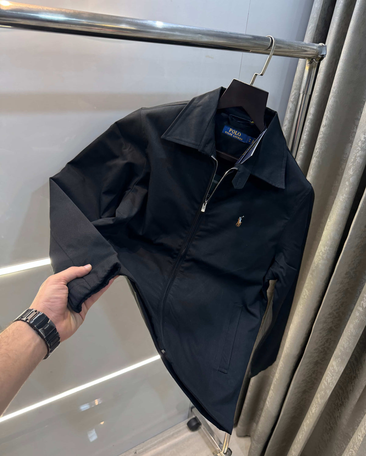 Ralph  Lauren Black Imported Bomber Jacket