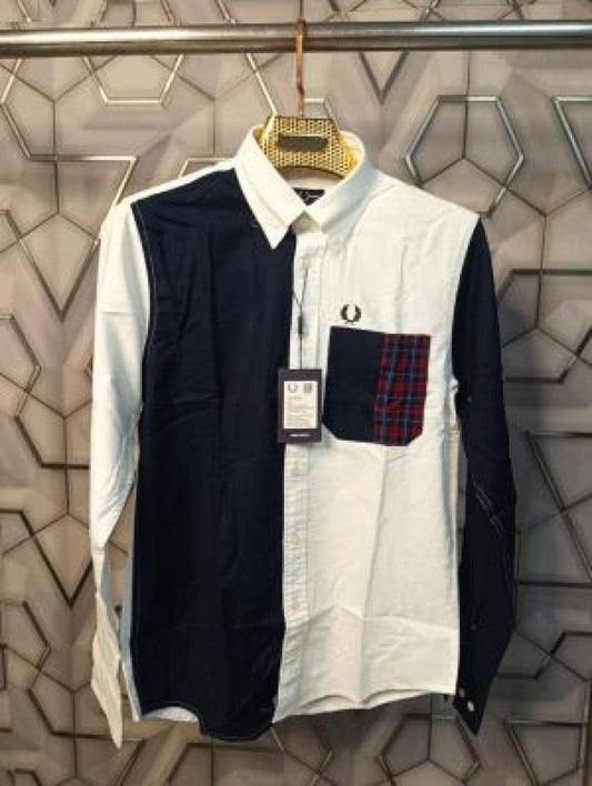 Fred_Perry_White_Blue_Embroidery_Logo_Pocket_Look_Premium_Oxford_Shirt_(1837)