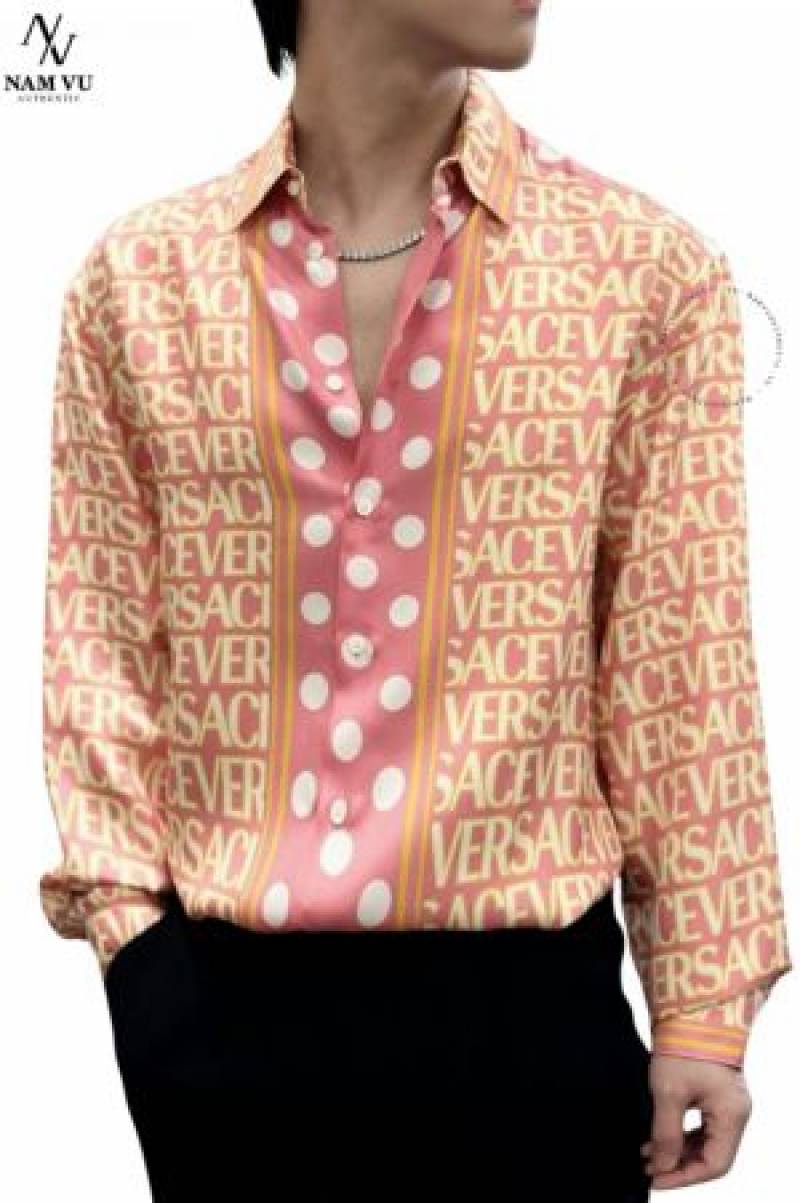 Versace Couture Pink Printed Premium Shirt With Box And Carry Bag (1737)