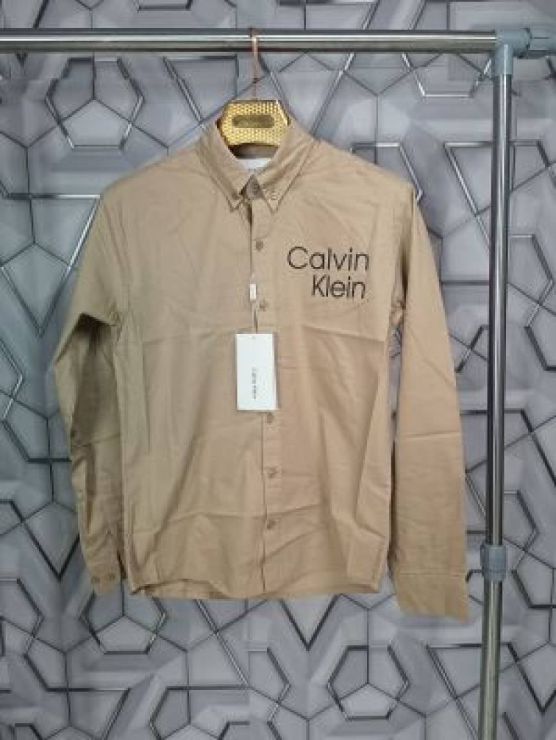 Calvin_Klein_Khaki_Logo_Print_Premium_Shirt_(1670)