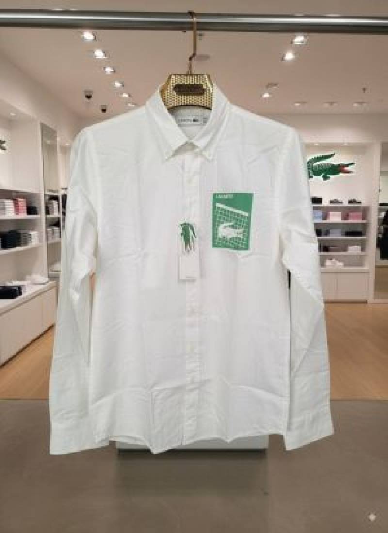 Lacoste_White_Crocodile_Logo_Print_Classic_Shirt_(1826)