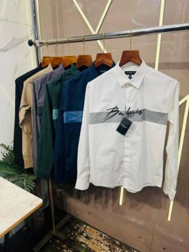 Balmain_Paris_Khaki_Logo_Print_Premium_Shirt_(1500)
