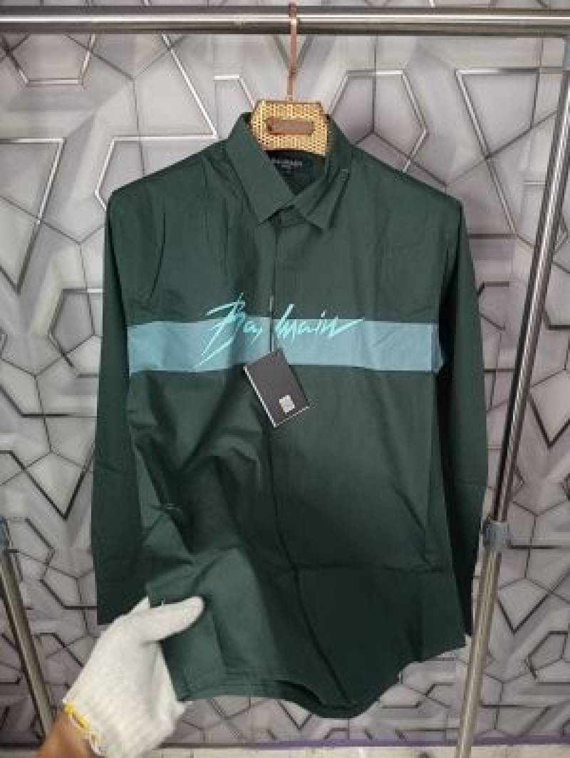 Balmain_Paris_Green_Logo_Print_Premium_Shirt_(1499)