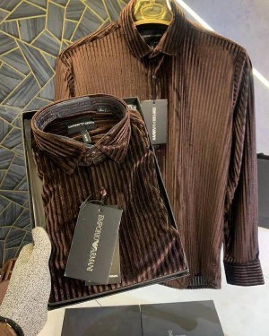 Armani_Exchange_Brown_Luxury_Party_Wear_Shirt_With_Box_Packing_And_Carry_Bag_(1253)