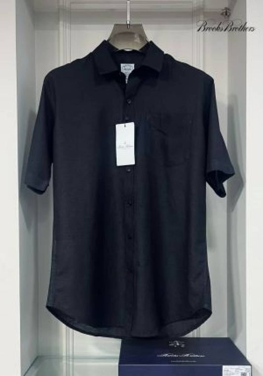 Brooks_Brothers_Black_Pocket_Embroidery_Logo_Premium_Linen_Half_Shirt_(1489)