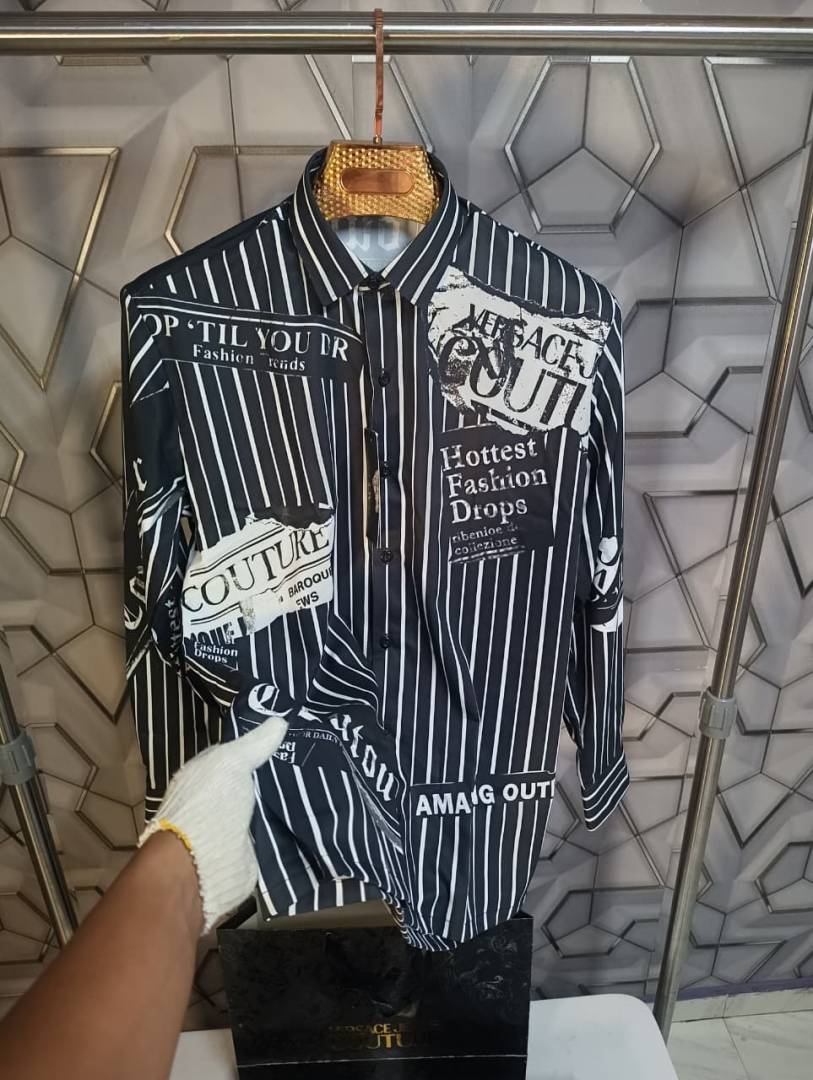 Versace Couture Black Imported Printed Exclusive Designer Shirt (1919)