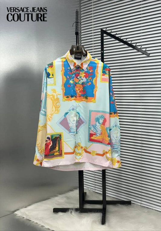 Versace Sky Blue Bandana Design Printed Premium Shirt with Box And Carry Bag (1956)