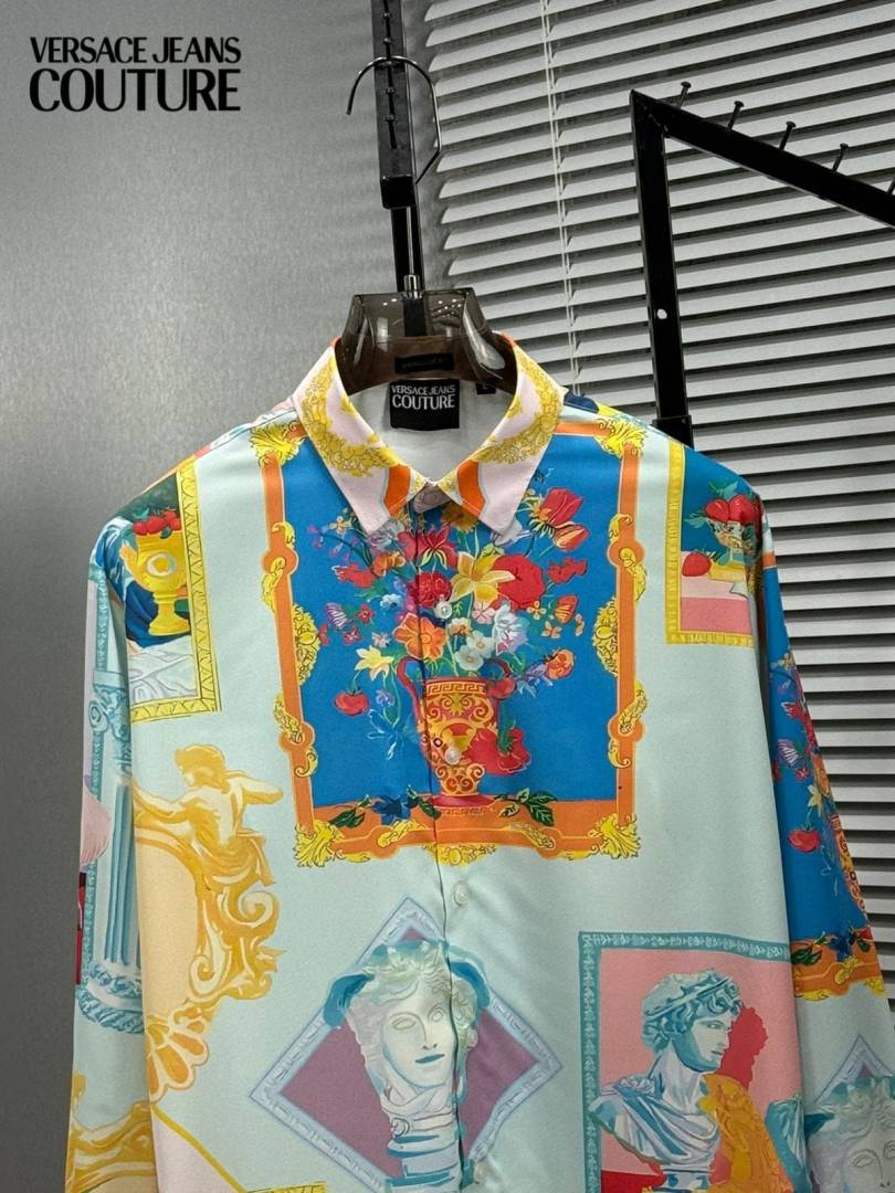 Versace Sky Blue Bandana Design Printed Premium Shirt with Box And Carry Bag (1956)