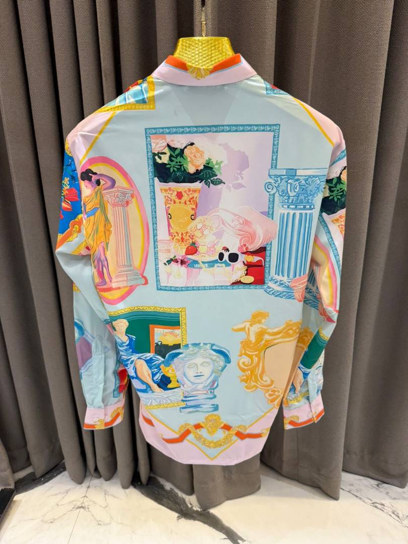 Versace Sky Blue Bandana Design Printed Premium Shirt with Box And Carry Bag (1956)