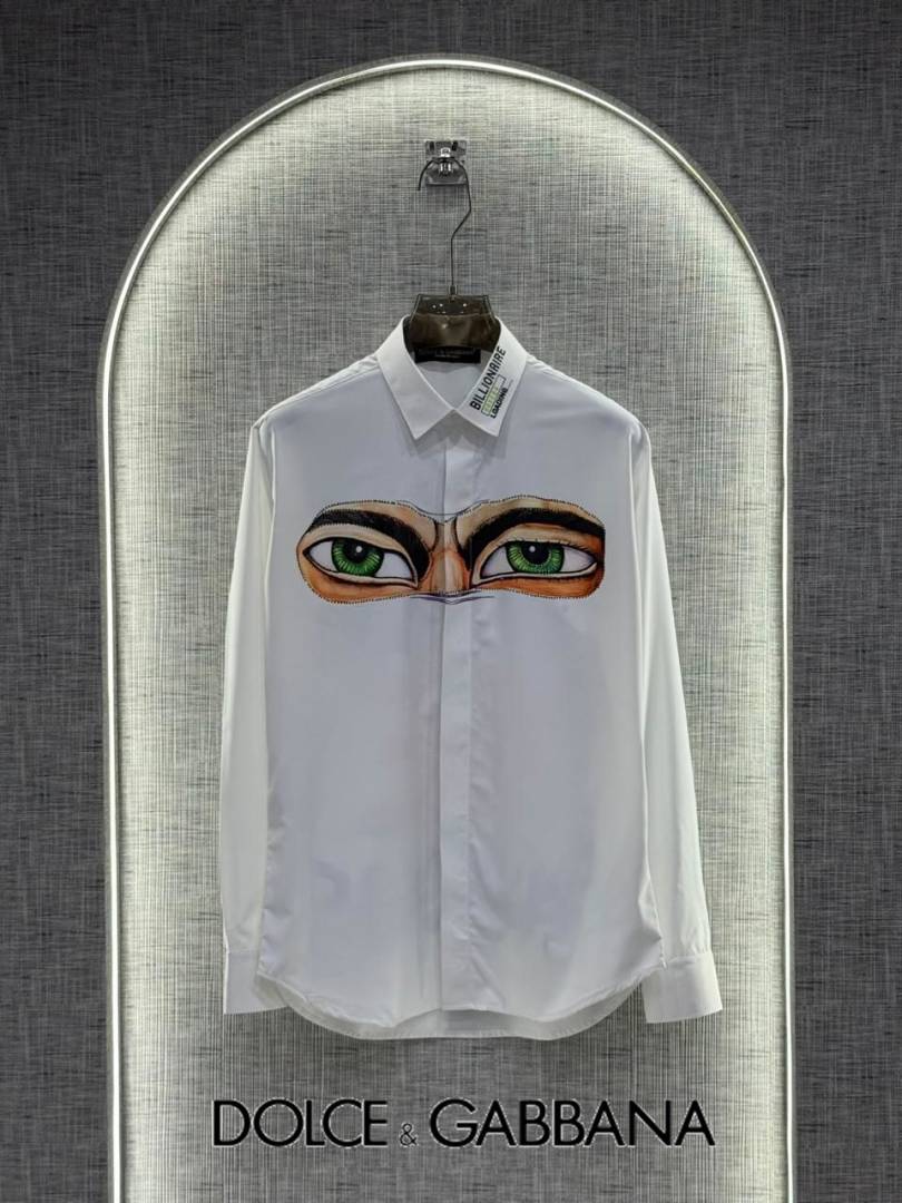 Dolce&Gabbana White Digital Eye Print Shirt With Premium Box Packing (1859)
