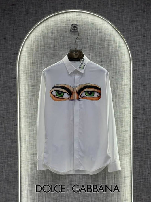 Dolce&Gabbana White Digital Eye Print Shirt With Premium Box Packing (1859)