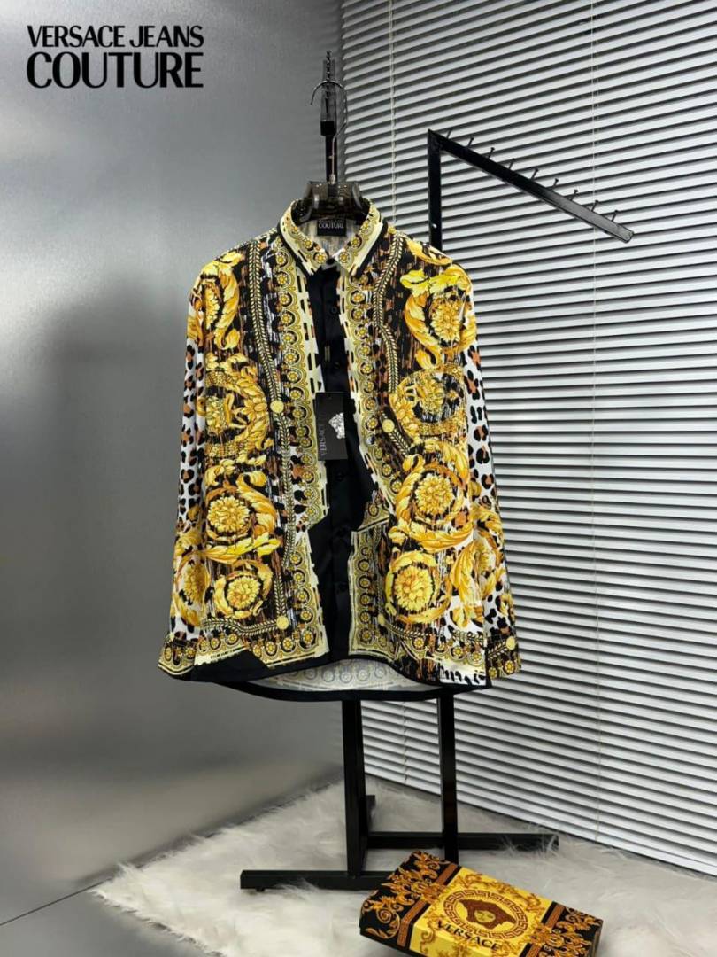 Versace Couture White Wild Barocco Printed Premium Shirt With Box And Carry Bag (1913)