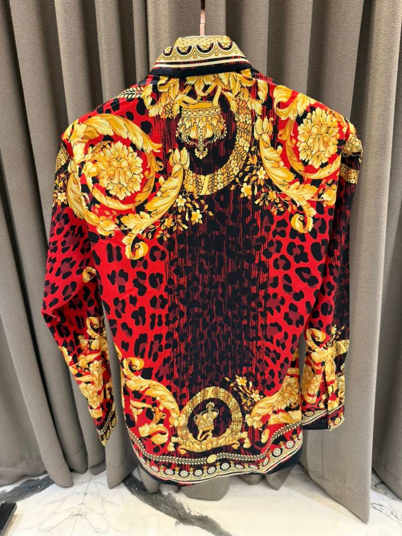 Versace Couture Red Barocco Printed Premium Shirt With Box And Carry Bag (1912)