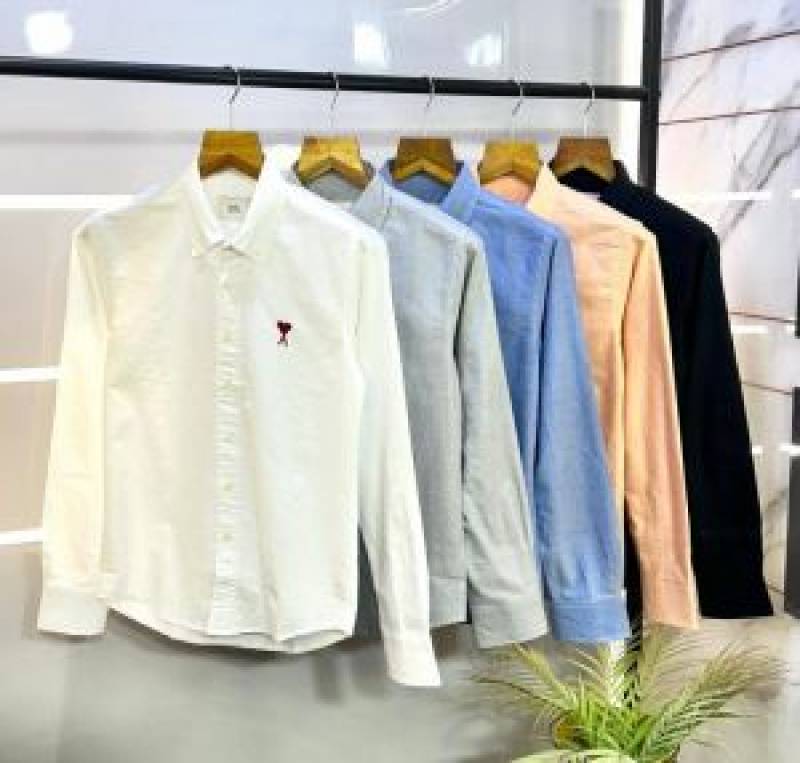 Ami Paris Light Grey Embroidery Logo Premium Shirt (1809)
