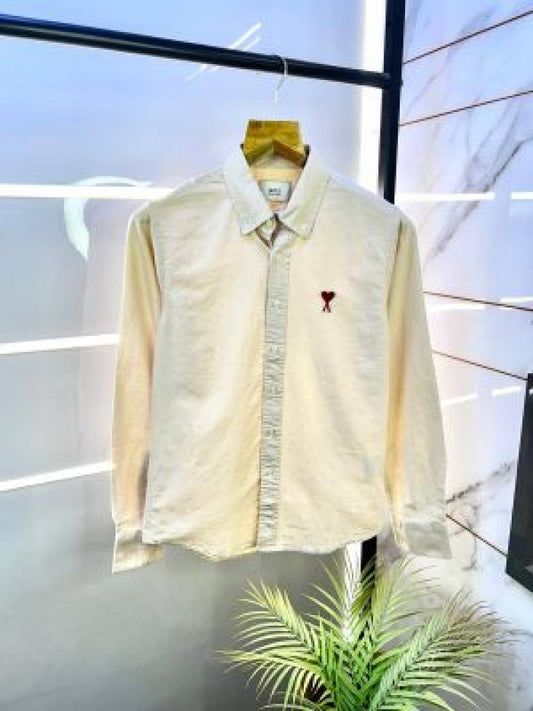 Ami Paris Beige Embroidery Logo Premium Shirt (1799)