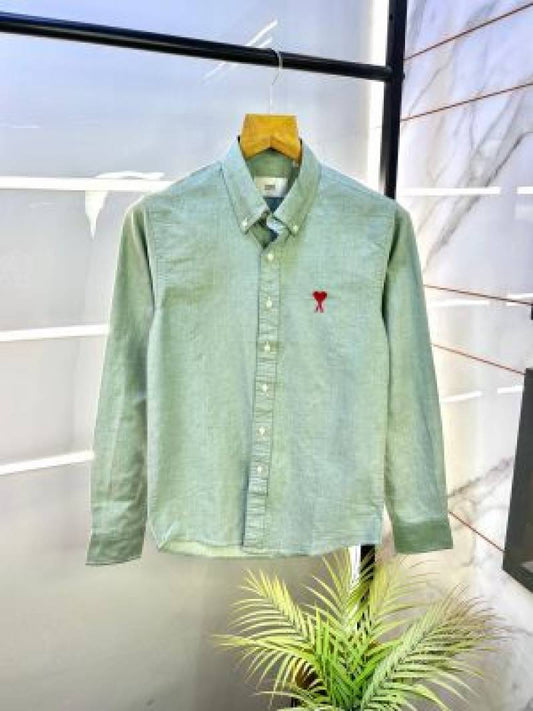 Ami Paris Green Embroidery Logo Premium Shirt (1803)