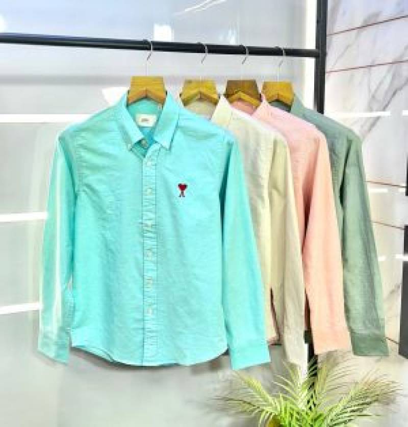 Ami Paris Light Pink Embroidery Logo Premium Shirt (1802)