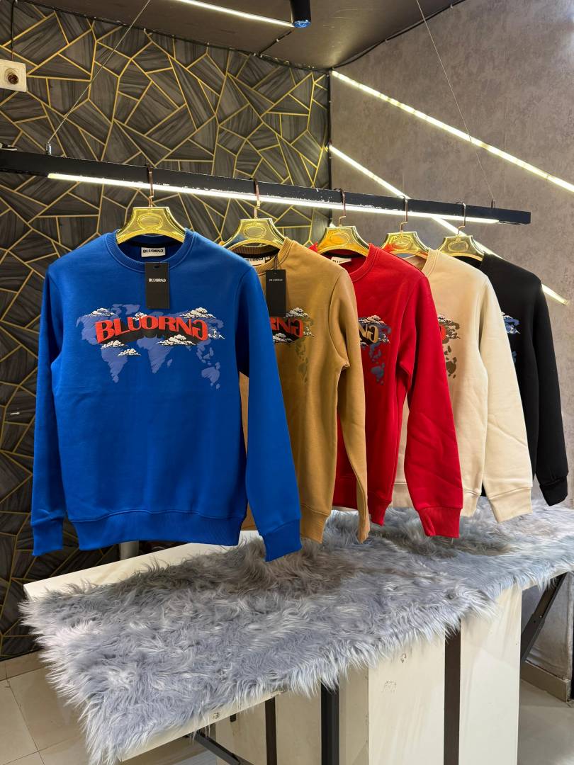 Bluorng Brown Embossed Logo Print Imported Sweatshirt (1944)