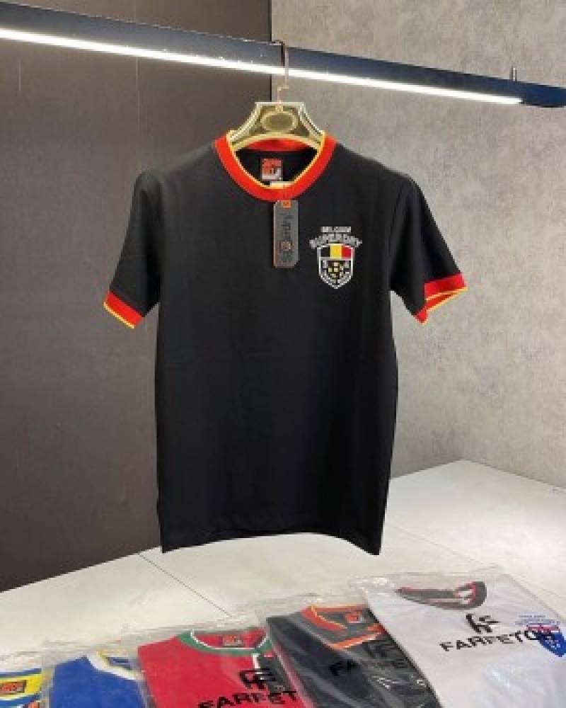 Super Dry Black Premium Embroidery Logo Back Printed Imported T-shirt (820)