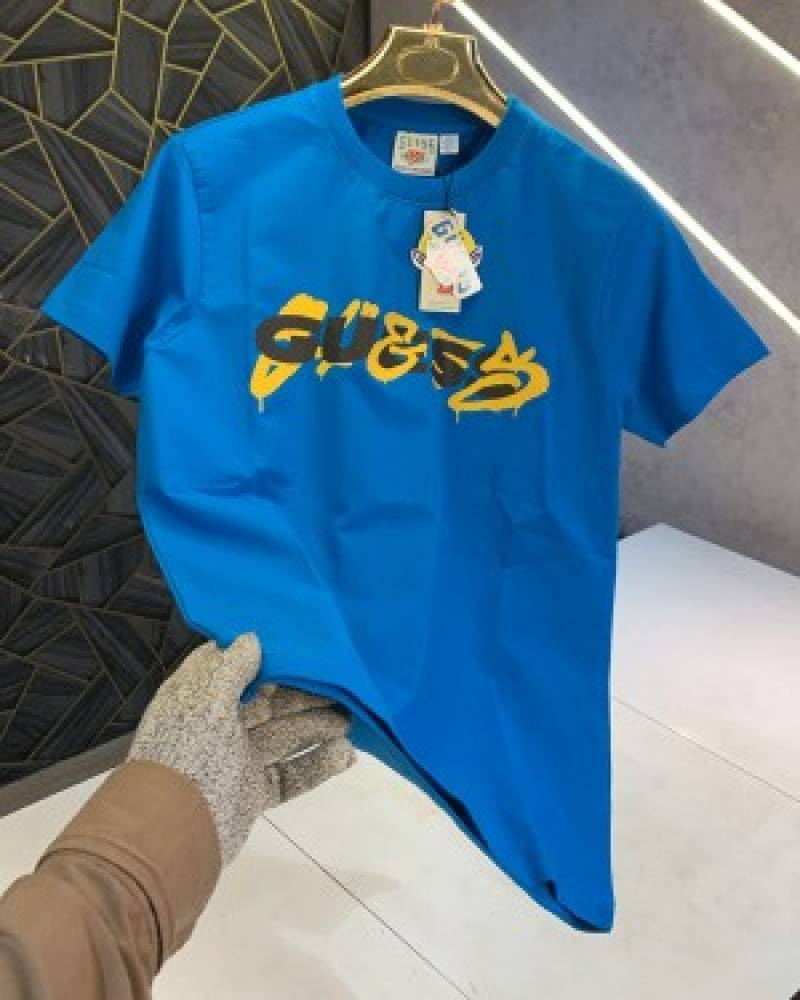 Guess Blue Logo Print Premium Classic T-Shirt (1344)