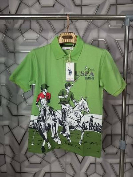 U.S.Polo Assn Green Imported Printed Polo T-shirt (1539)