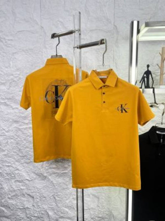 Calvin_Klein_Mustard_Yellow_Back_Logo_Print_Classic_Polo_T-shirt_(1559)